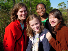 Ariana, V, Soph, and Sarah in Pocosin wetland